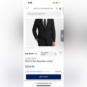 CALVIN KLEIN slim fit separate suit jacket- STELLAR condition